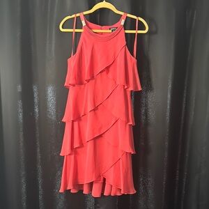 Elegant Red Layered Dress